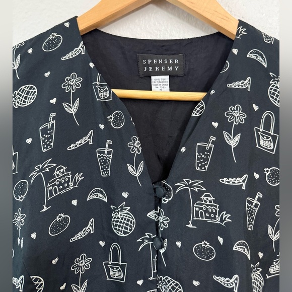 Spenser Jeremy Vintage 100% Silk Summer Print Vest - Picture 6 of 7